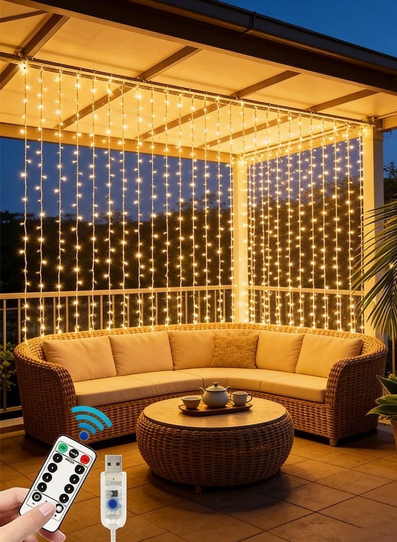 Ramadan Lights, Ramadan Decorations, LED String Lights, Ramadan Curtain String Lights, Suitable for Home, Outdoor, Indoor Backdrops, Windows (6.5 x 6.5 ft) - Image 1